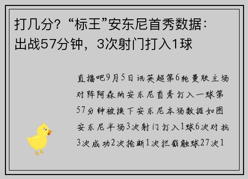 打几分？“标王”安东尼首秀数据：出战57分钟，3次射门打入1球